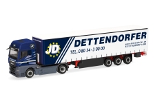 Herpa 321822 - H0 - MAN eTGX GX Gardinenplanen-Sattelzug Dettendorf